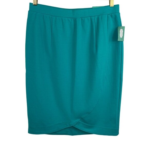 Maurices Womens Size Medium Teal Knit Pencil Skirt Elastic Waist Stretch - Picture 1 of 11